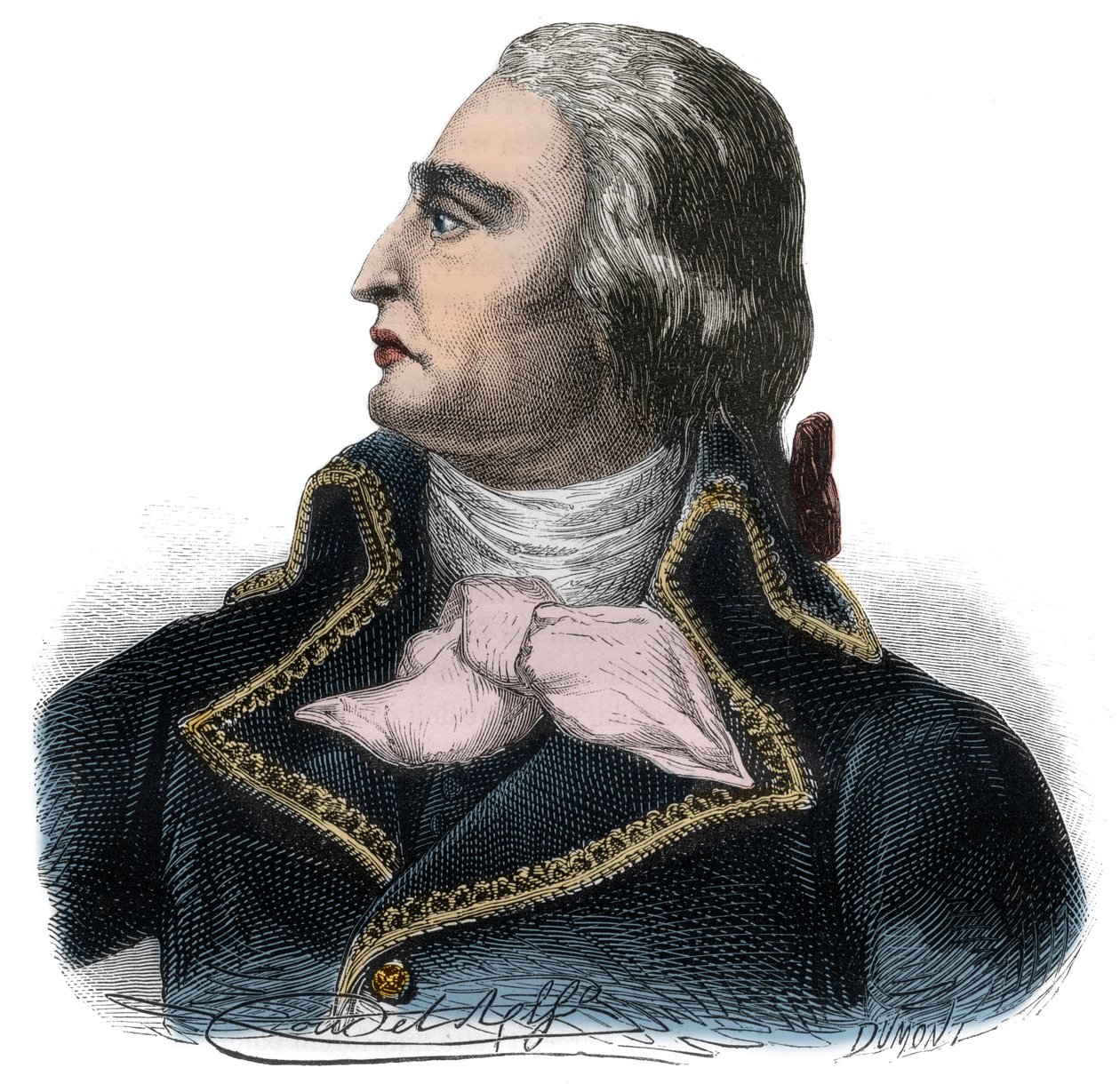 Republikaaniarmeijan ranskalaisen kenraalin (1751-1794) Francois Joseph Westermannin muotokuva - Kaiverrus Alphonse de Lamartinen (1790-1869) kirjaan "Histoire des Girondins" 1865-1866 - Yksityinen kokoelma tekijältä Anonymous Anonymous