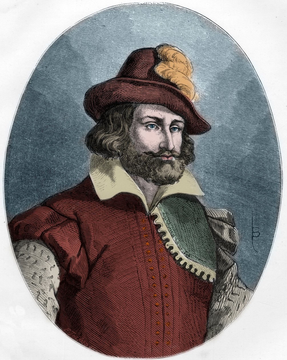 Henri IV:n (1553-1610) salamurhaajan Francois Ravaillacin (1578-1610) muotokuva -kaiverrus - Kuningas Henrik IV:n (1553-1610) salamurhaajan Francois Ravaillacin (1578-1610) muotokuva - Punaisen kirjan kaiverrus 1863 - Histoire De L