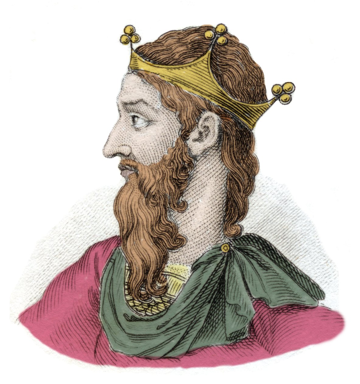 Muotokuva Frederic I:stä Hauhenstaufenista, joka tunnetaan nimellä Frederic Barberossa (Federico Barbarossa) (1122-1190), Saksan Rooman keisari. Kaiverrus 1800-luvulta. Milanolainen tekijältä Anonymous Anonymous