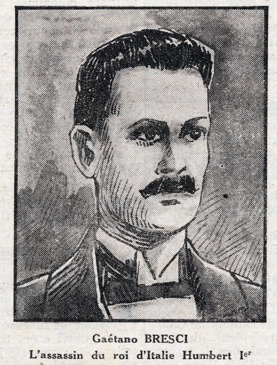 Muotokuva Gaetano Brescistä (1869-1901), italialainen anarkisti, joka murhasi kuningas Humbertin 1. (Umberto I) tekijältä Anonymous Anonymous