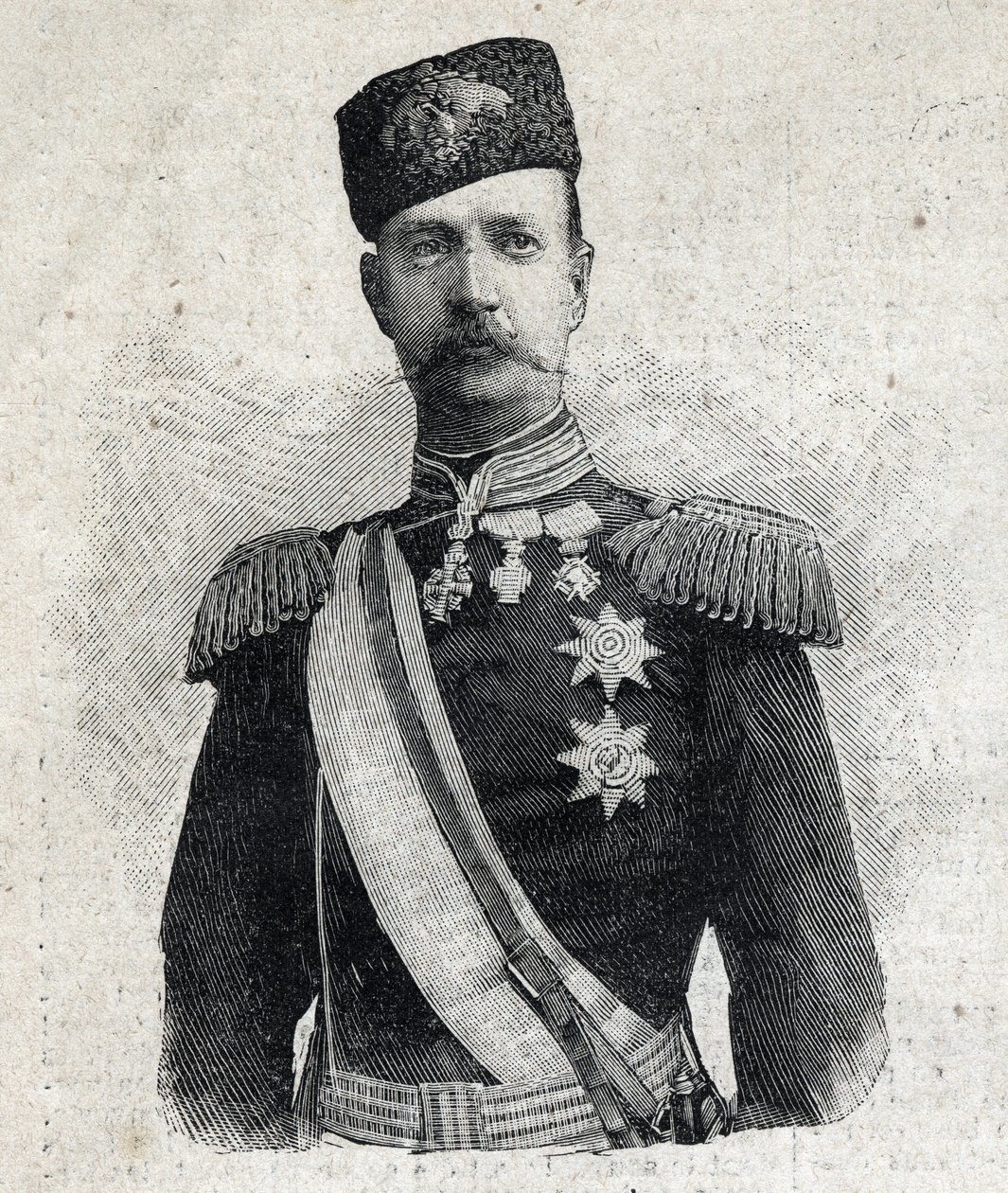 Yrjö I:n Kreikan kuninkaan (1845-1913) muotokuva. Kaiverrus "" Le Peute Parisien"" tekijältä Anonymous Anonymous