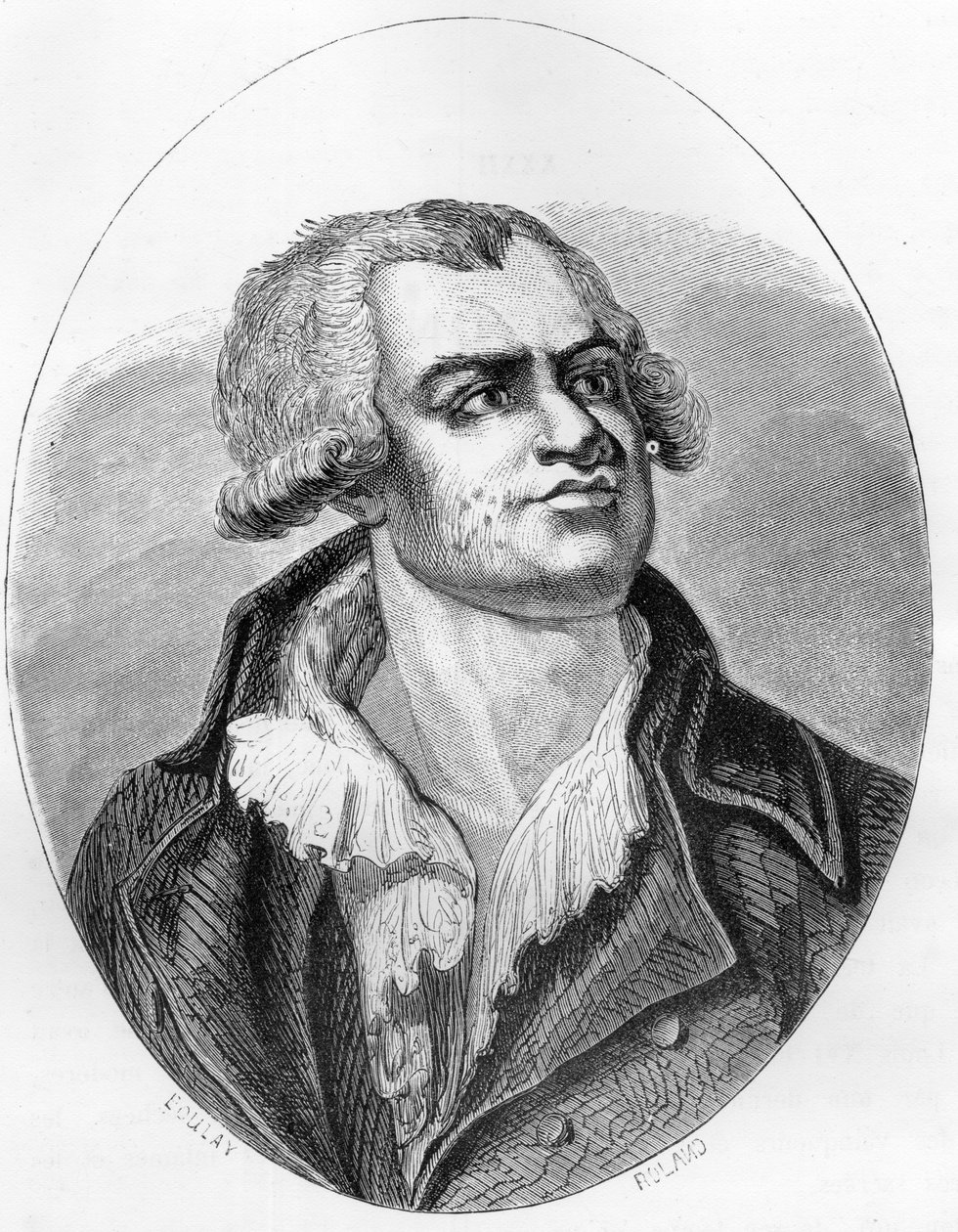 Muotokuva Georges Dantonista (1759 - 1794), puhuja ja poliitikko - Kaiverrus vuodelta 1863 Dupray de La Maherien "Punaiseen kirjaan - Histoire De L