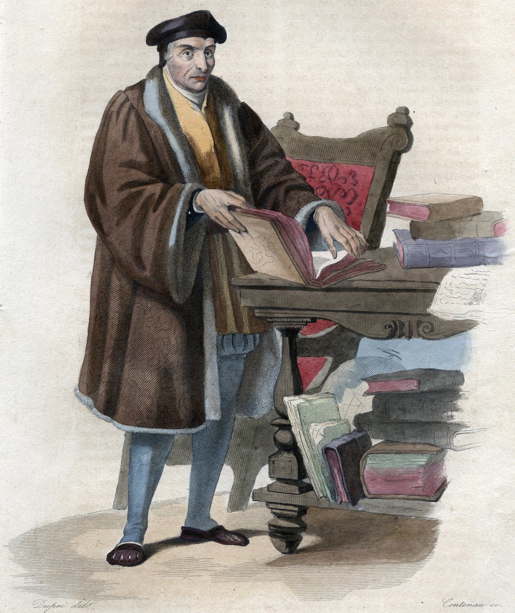 Guillaume Buden (Budee) (Budaeus) (1467-1540), ranskalaisen tutkijan muotokuva. kuvitus Edmond Mennechetin "" Ranskan Plutarchista" -kirjasta tekijältä Anonymous Anonymous