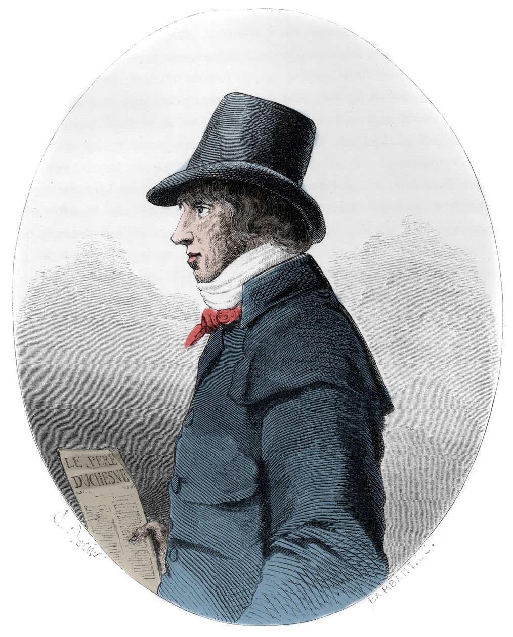 Jacques-Rene Hebertin (1757-1794), ranskalaisen toimittajan ja poliitikon muotokuva - Jacques Rene Hebertin (1757-1794), ranskalaisen toimittajan ja poliitikon muotokuva - Kaiverrus vuodelta 1863 "Punaiseen kirjaan - Histoire De L