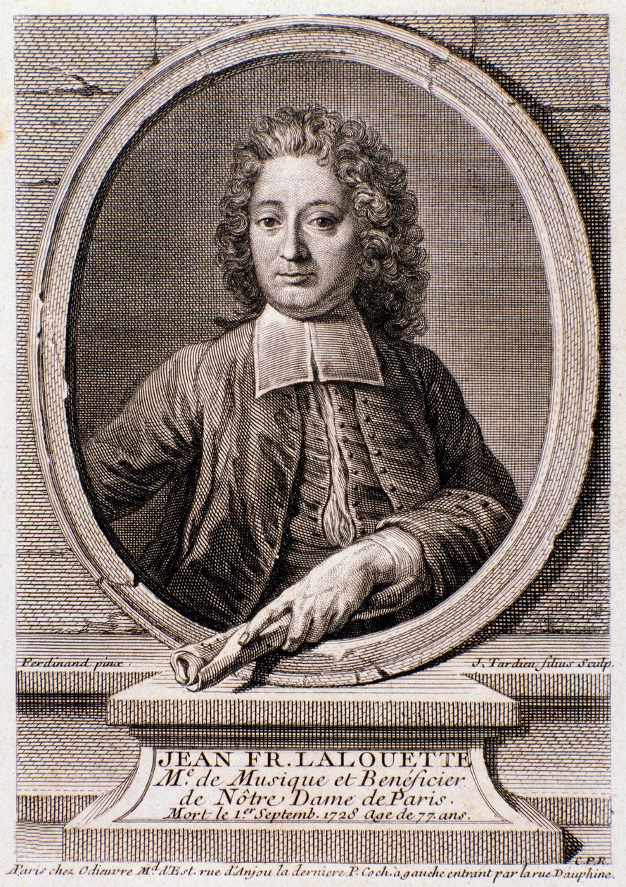 Jean Francois Lalouette (1651-1728) muotokuva englantilaisesta säveltäjästä ja ohjaajasta Engraving. 1700-luvulla. Milanolainen yksityinen kokoelma tekijältä Anonymous Anonymous