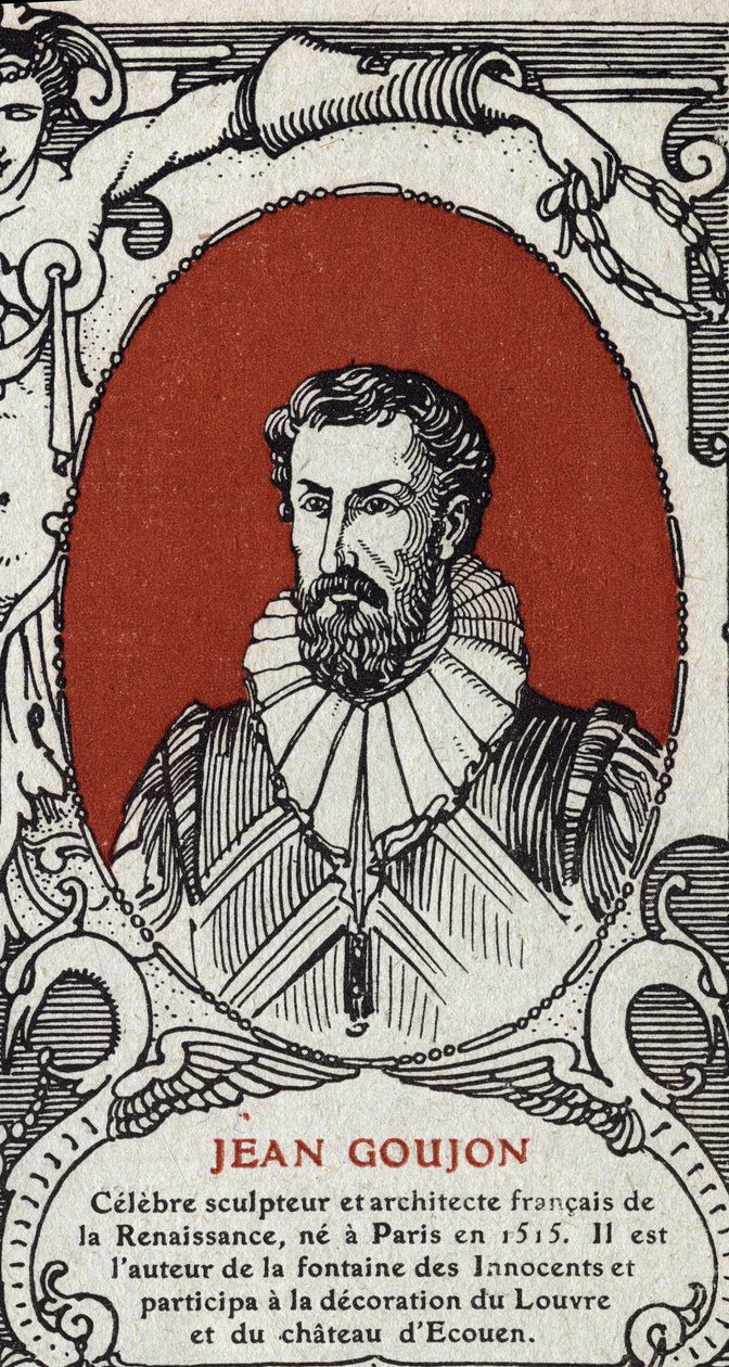 Jean Goujonin (1510-1567), ranskalaisen kuvanveistäjän ja arkkitehdin muotokuva. Kaiverrus vuodelta 1914. Yksityinen kokoelma. tekijältä Anonymous Anonymous