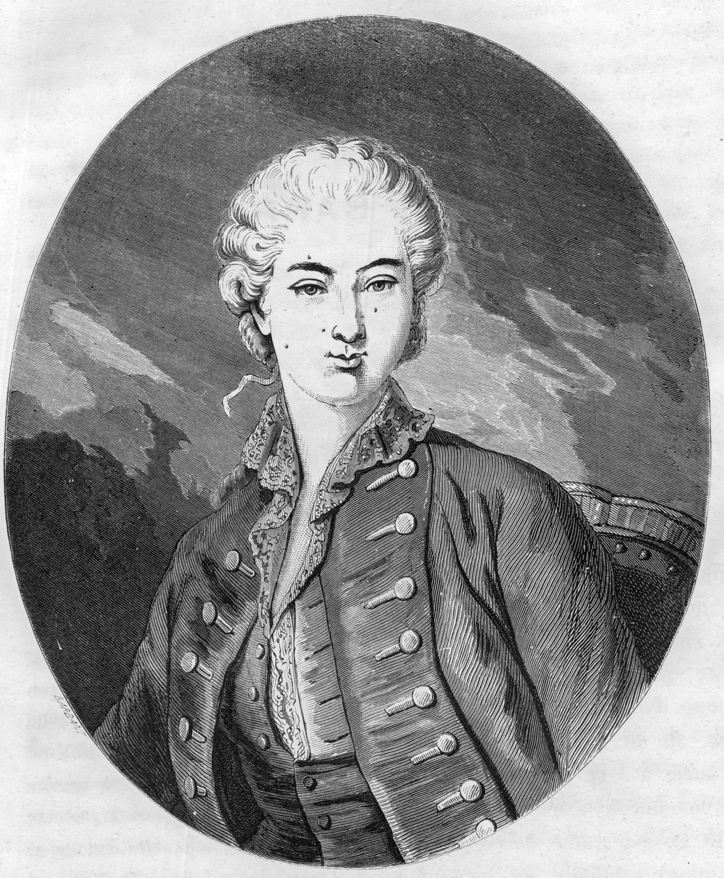 Jeanne Becu, kreivitär (tai rouva) du Barry (1743-1793), Ludvig XV:n viimeinen rakastajatar, muotokuva - Kaiverrus vuodelta 1863 Dupray de La Maherien teokseen "" Le Livre Rouge - Histoire De L