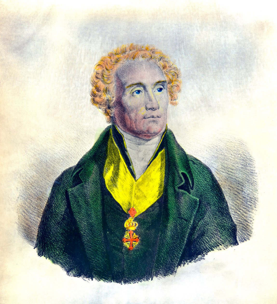 Joseph De Maistren (1753-1821) muotokuva poliitikosta, filosofista, maistraatista ja historioitsijasta (pyhien Mauricuksen ja Lasaruksen ritarikunnan arvomerkillä), Privee Collection tekijältä Anonymous Anonymous