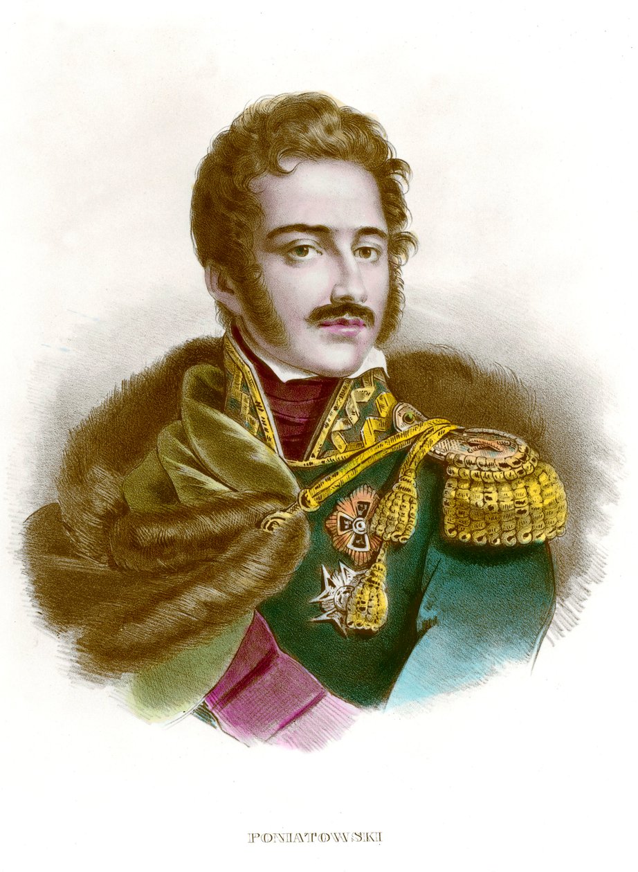 Puolalaisen upseerin Marechal Joseph (Jozef) Antoni Poniatowski (1763-1813) muotokuva. Kaiverrus 1800-luvun yksityiskokoelmasta tekijältä Anonymous Anonymous