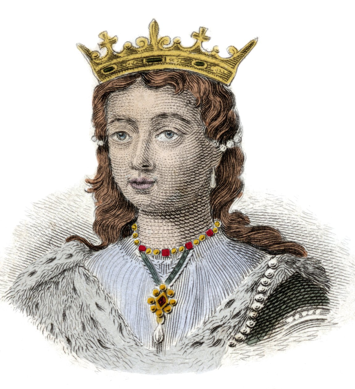 Margarita Anjou, Englannin kuningatar (1429-1482) muotokuva 1800-luvun kaiverrus. Milanolainen tekijältä Anonymous Anonymous