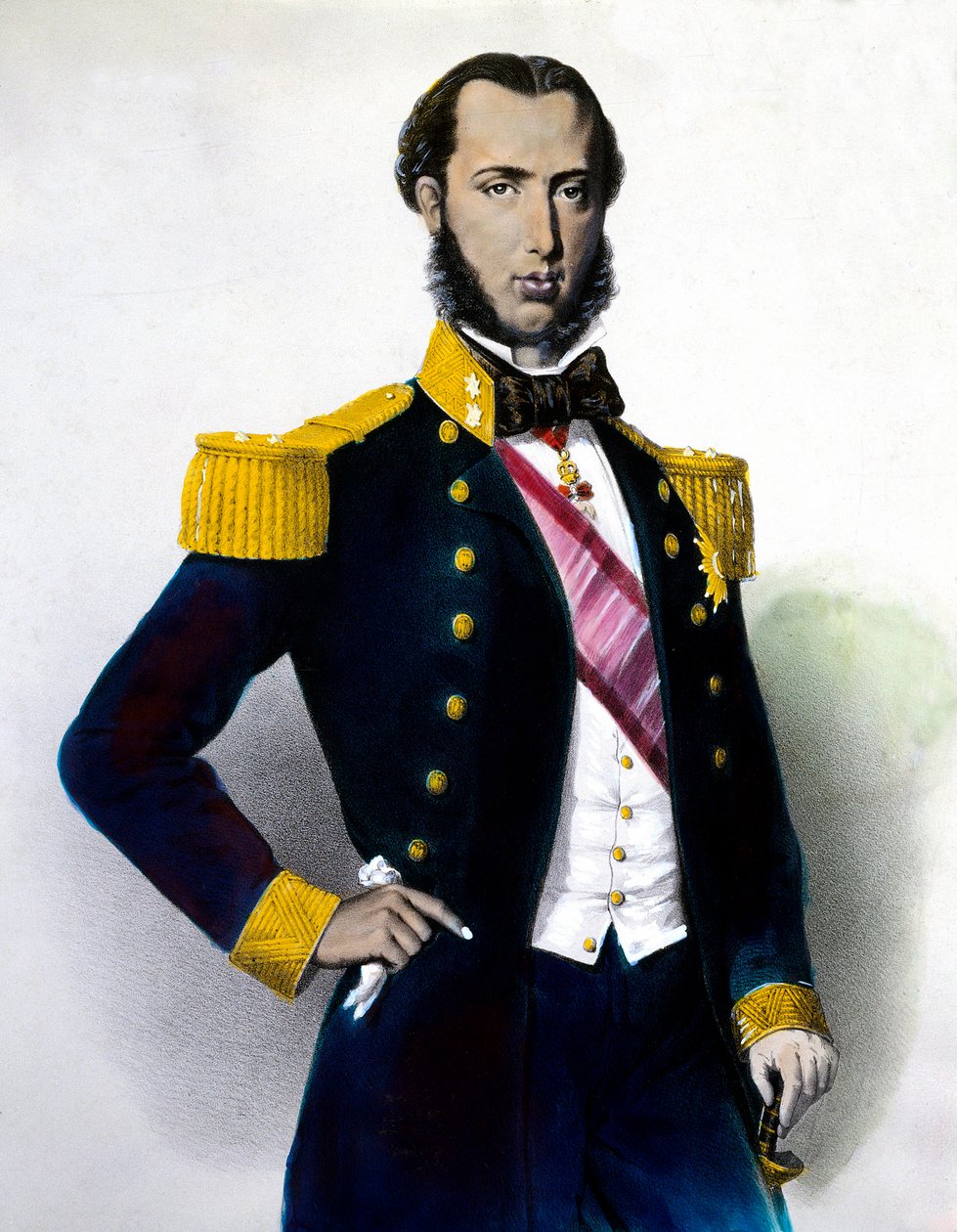 Maximilian I:n muotokuva (Ferdinand Maximilian Joseph, Itävallan keisarillinen prinssi ja arkkiherttua, Unkarin ja Bohemen kuninkaallinen prinssi), Meksikon keisari (1832-1867) Kaiverrus 1800-luvulta. Yksityinen kokoelma tekijältä Anonymous Anonymous