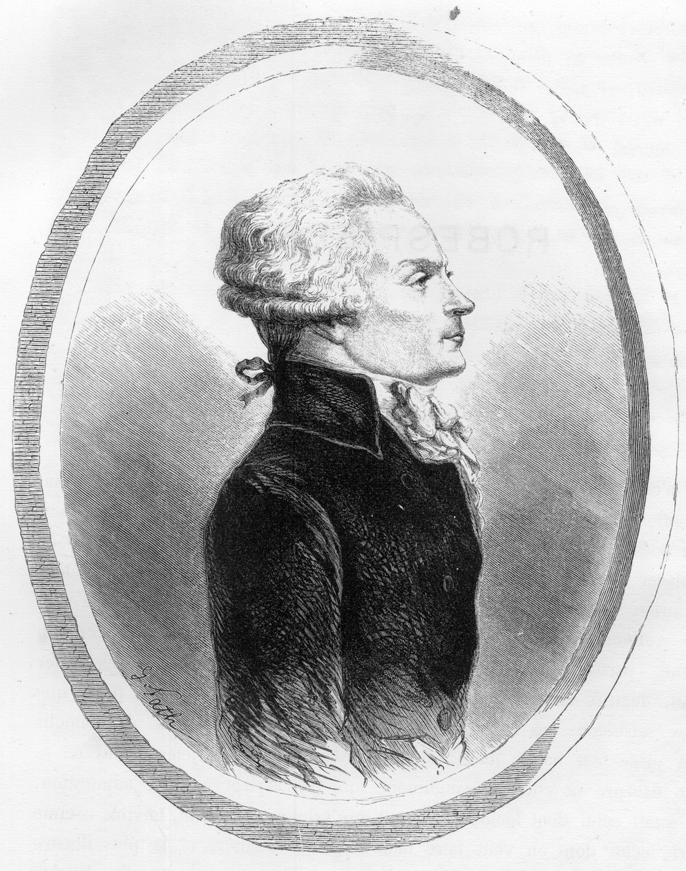 Robespierren (1758-1794) poliitikon muotokuva Maximilianista - Kaiverrus vuodelta 1863 Dupray de La Maherien "Punaiseen kirjaan - Histoire De L