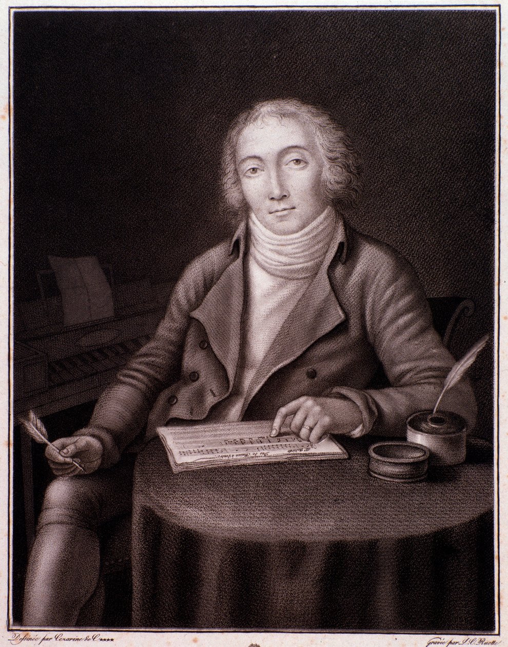 Muotokuva Nicolas Marie Dalayracista (1753-1809) englantilaisesta säveltäjästä Engraving. 1800-luvulla. Yksityinen kokoelma tekijältä Anonymous Anonymous