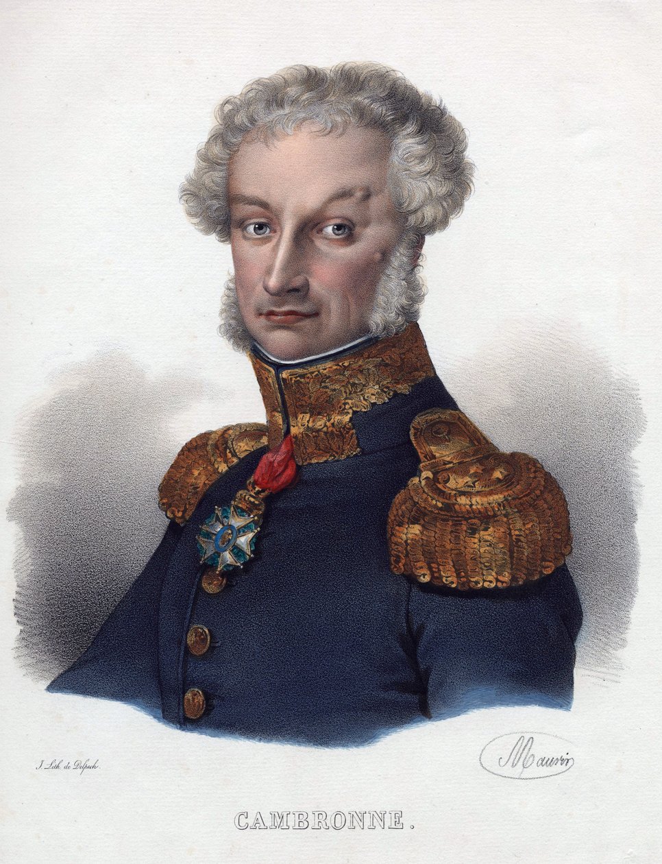 Pierre Cambronnen (1770-1842) muotokuva - Nimetön - 1835 - Litografia, akvarelli - 32x24 - Yksityiskokoelma tekijältä Anonymous Anonymous