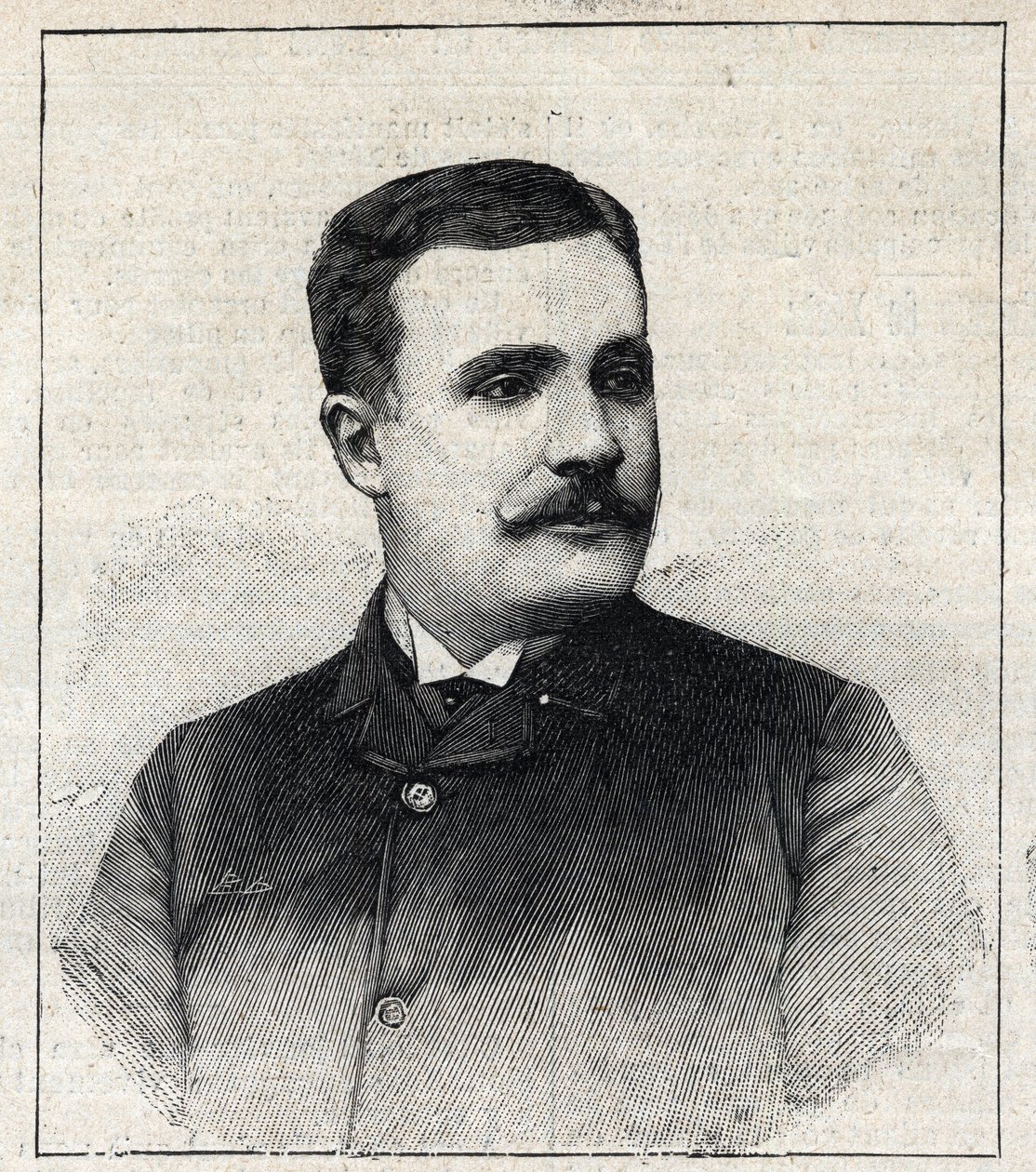 Pierre Decourcellen, ranskalaisen kirjailijan (1856-1926) muotokuva. Kaiverrus "" Le Petro Parisien"" tekijältä Anonymous Anonymous