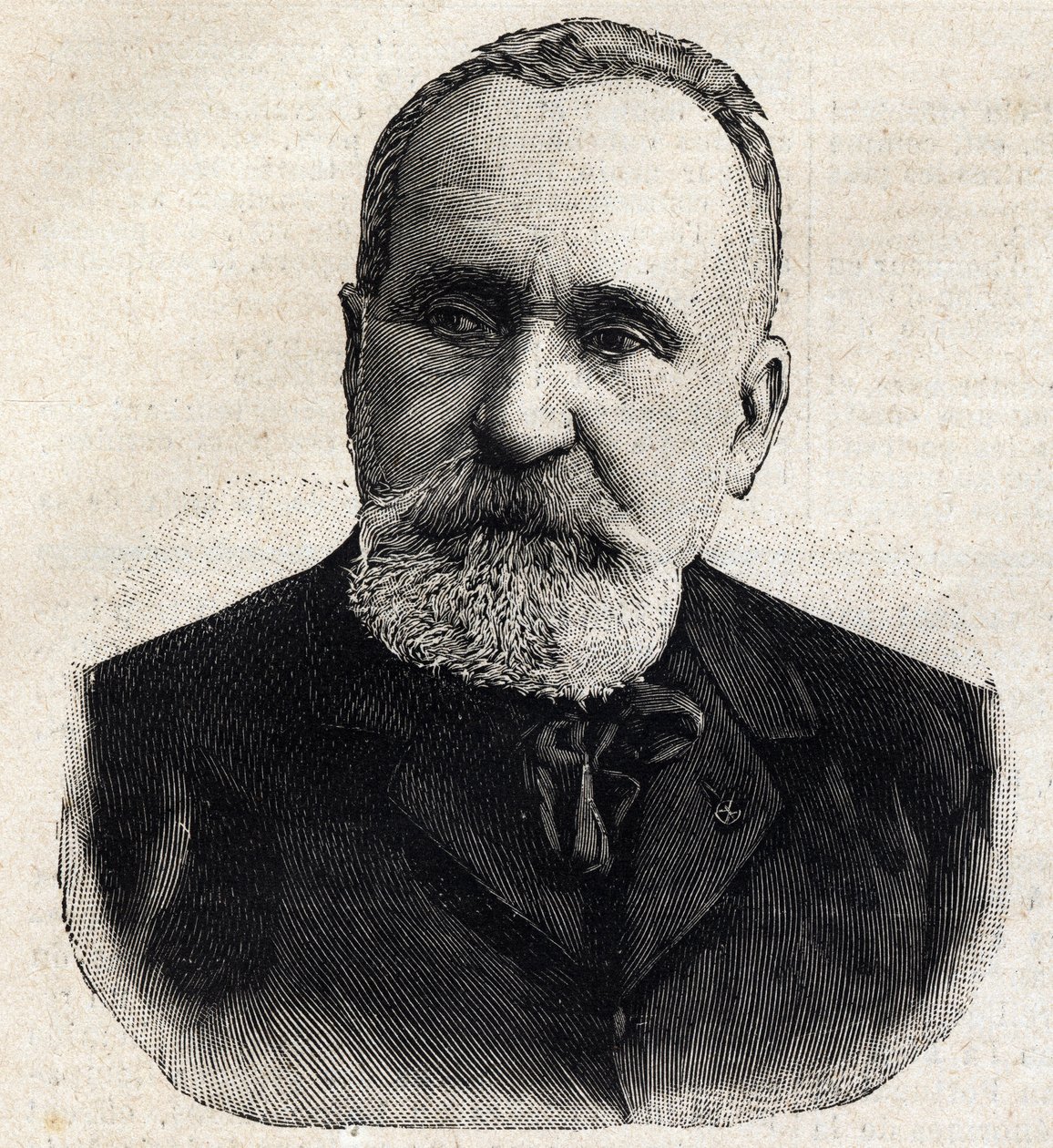 Pierre Puvis de Chavannesin (1824-1898) muotokuva ranskalainen taidemaalari, tuolloin Societe Nationale des Beaux Artsin puheenjohtaja. Kaiverrus "" Le Petro Parisien"" tekijältä Anonymous Anonymous