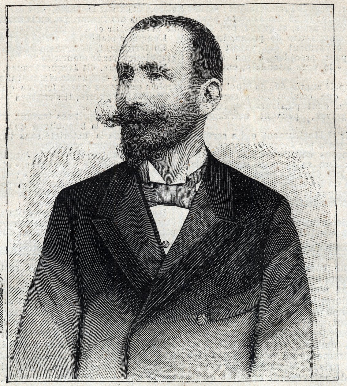 Pierre Salesin (1854? -1921?), ranskalaisen kirjailijan muotokuva. Kaiverrus "" Le Petro Parisien"" tekijältä Anonymous Anonymous