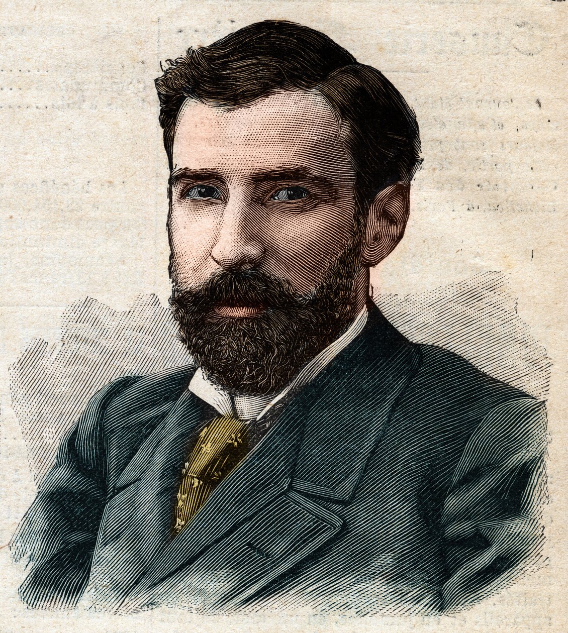 Pietro Paolo Savorgnan di Brazzan tai Pierre Paul Francois Camille Savorgnan de Brazzan muotokuva ranskaksi (1852-1905) Ranskan Kongon kenraalikuvernööri. Kaiverrus "" Le Petro Parisien "" tekijältä Anonymous Anonymous