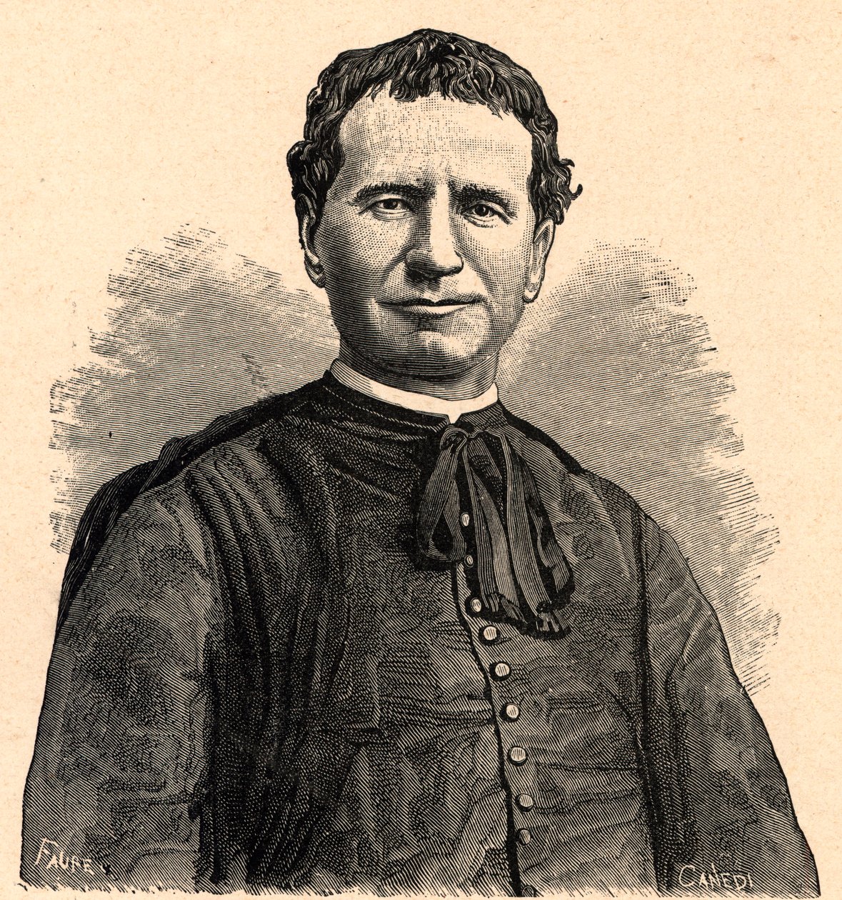 Pyhän John Boscon tai Don Boscon muotokuva (Giovanni Melchior Bosco) (1815-1888) 1800-luku (kaiverrus) tekijältä Anonymous Anonymous