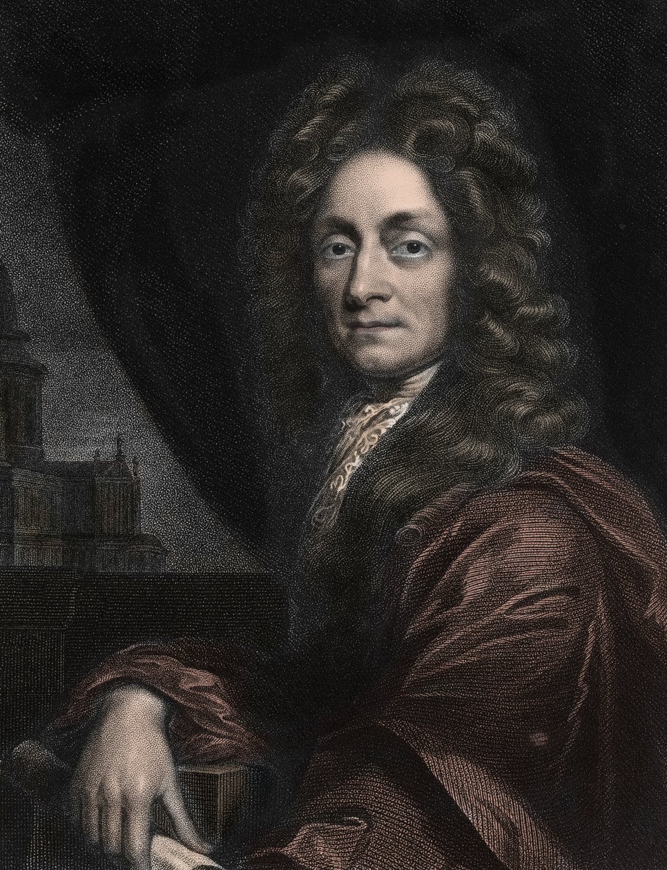 Sir Christopher Wrenin muotokuva, englantilainen arkkitehti (1632-1723). tekijältä Anonymous Anonymous