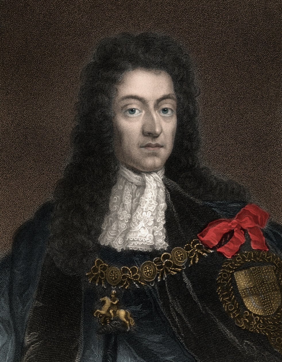 Muotokuva Vilhelm III:sta, Orangen prinssistä (1650-1702), joka tunnetaan myös nimellä Englannin kuningas William III, Skotlannin ja Irlannin Vilhelm II - Kuningas Vilhelm III, Vilhelm Orangelaisen (1650-1702) muotokuva tekijältä Anonymous Anonymous