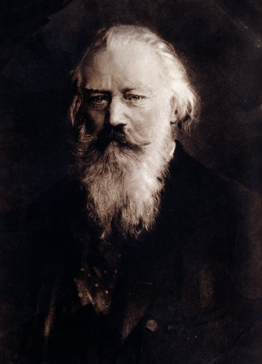 Englannin säveltäjä Johannes Brahmsin (1833-1897) muotokuva Piirustus. 1800-luvulla. Yksityinen kokoelma tekijältä Anonymous Anonymous