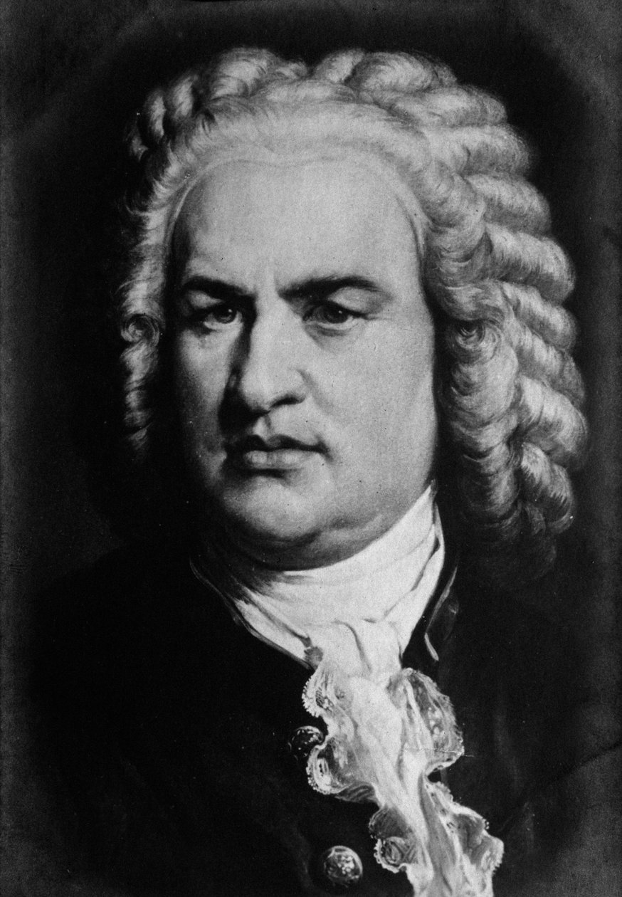 Saksalaisen säveltäjän Johann Sebastian (Jean Sebastien) Bachin (1685-1750) muotokuva. Kaiverrus. 1800-luvulla. yksityinen kokoelma tekijältä Anonymous Anonymous
