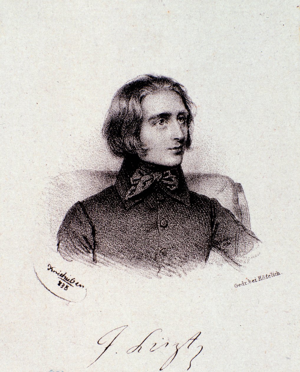 Unkarilaisen säveltäjän Franz Lisztin (1811-1886) muotokuva Kaiverrus. 1800-luvulla. Milanolainen yksityinen kokoelma tekijältä Anonymous Anonymous
