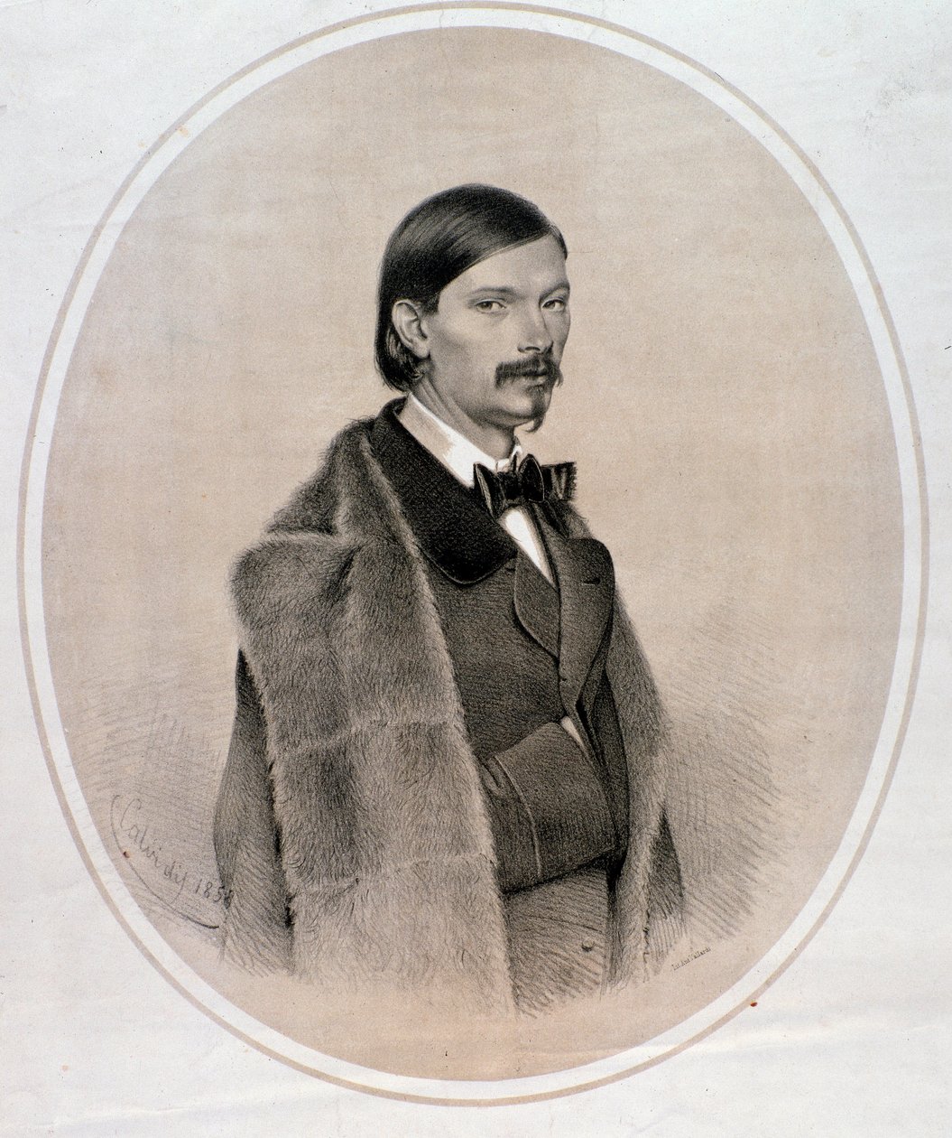 Muotokuva italialaisesta kapellimestari, kontrabassomuusikko ja säveltäjä Giovanni Bottesini (Piirustus. 1858) tekijältä Anonymous Anonymous