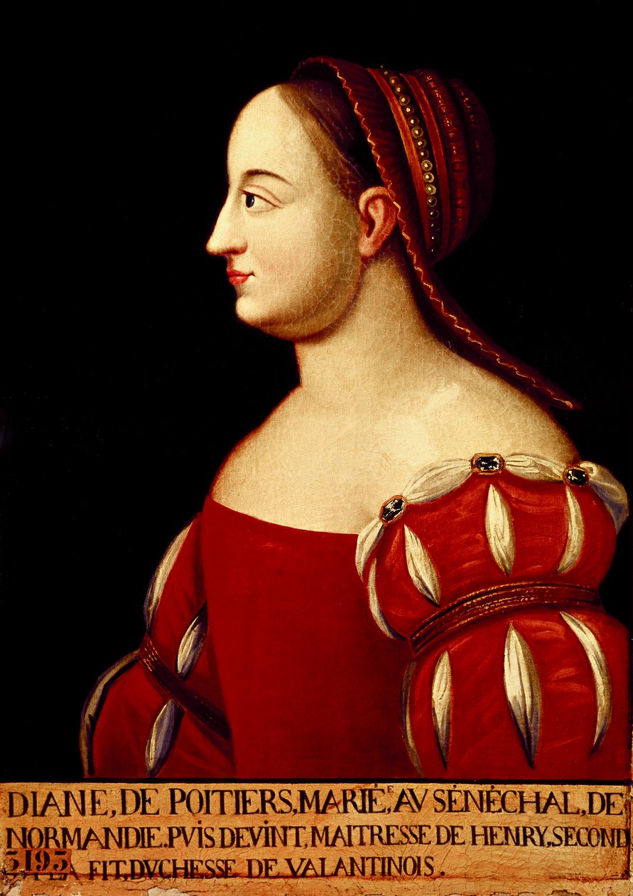 Valentinois herttuattaren Diana de Poitiersin (1499-1566) muotokuva, Ranskan kuninkaan Henrik II:n suosikki tekijältä Anonymous Anonymous