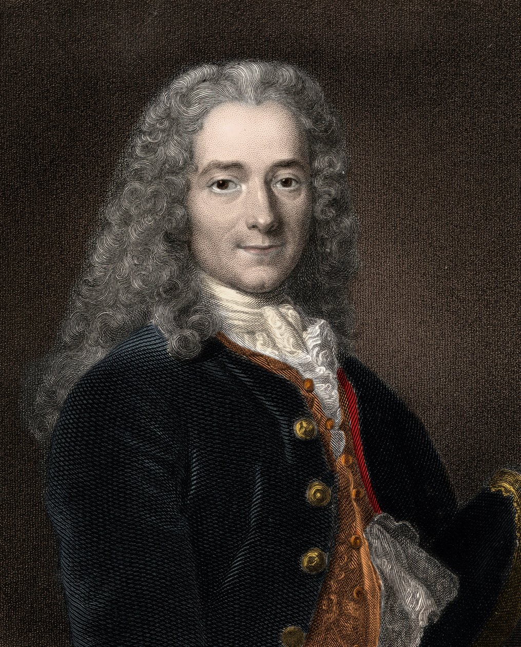 Muotokuva ranskalaisesta kirjailijasta ja filosofista Francois-Marie Arouet dit Voltairesta (1694-1778) tekijältä Anonymous Anonymous