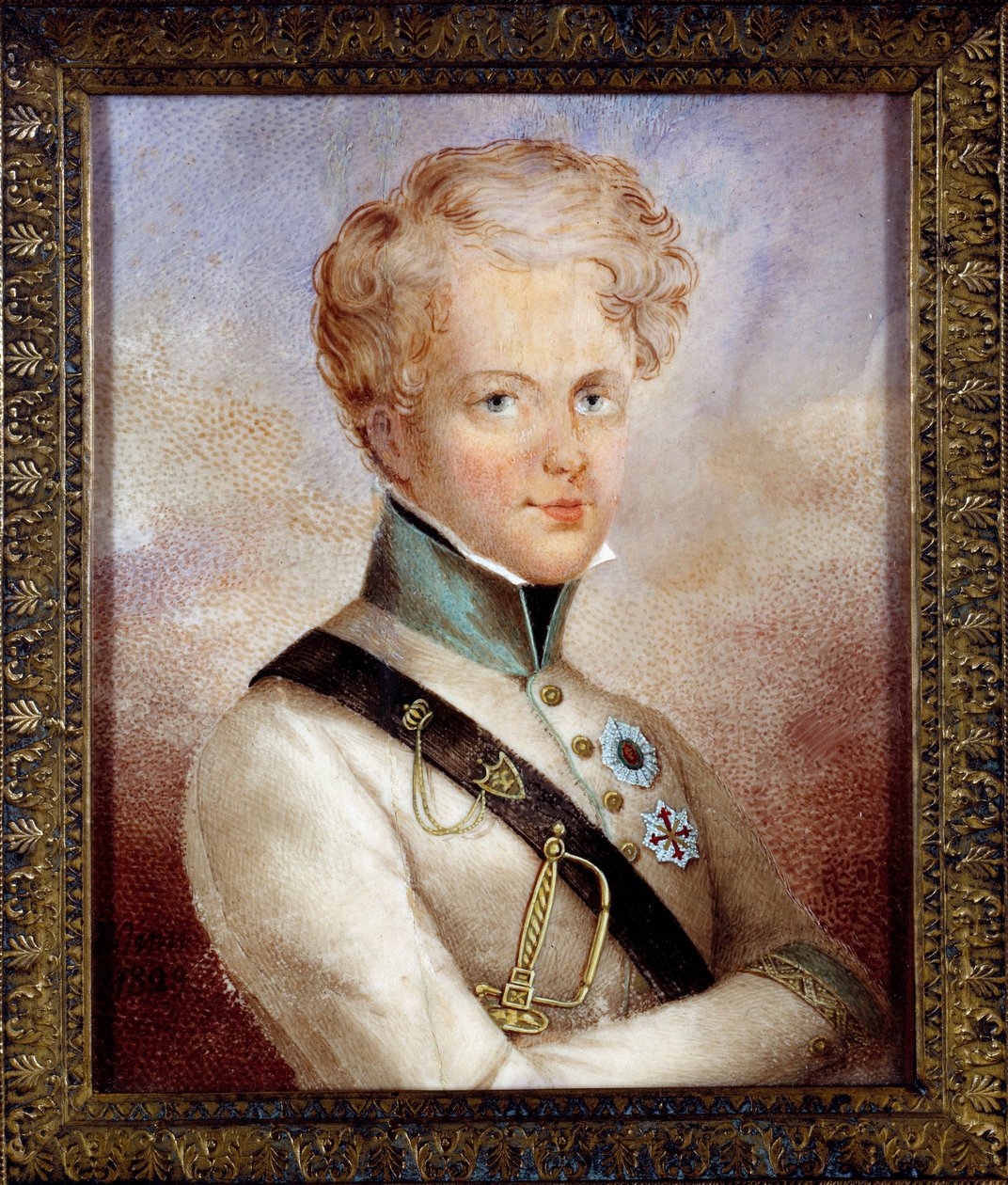 Muotokuva Rooman kuninkaan Napoleon II:sta, Reichstadtin herttuasta (1811-1832) keisari Napoleon I:n pojasta (1769-1821) Anonyymi maalaus. 1829 Yksityinen kokoelma tekijältä Anonymous Anonymous