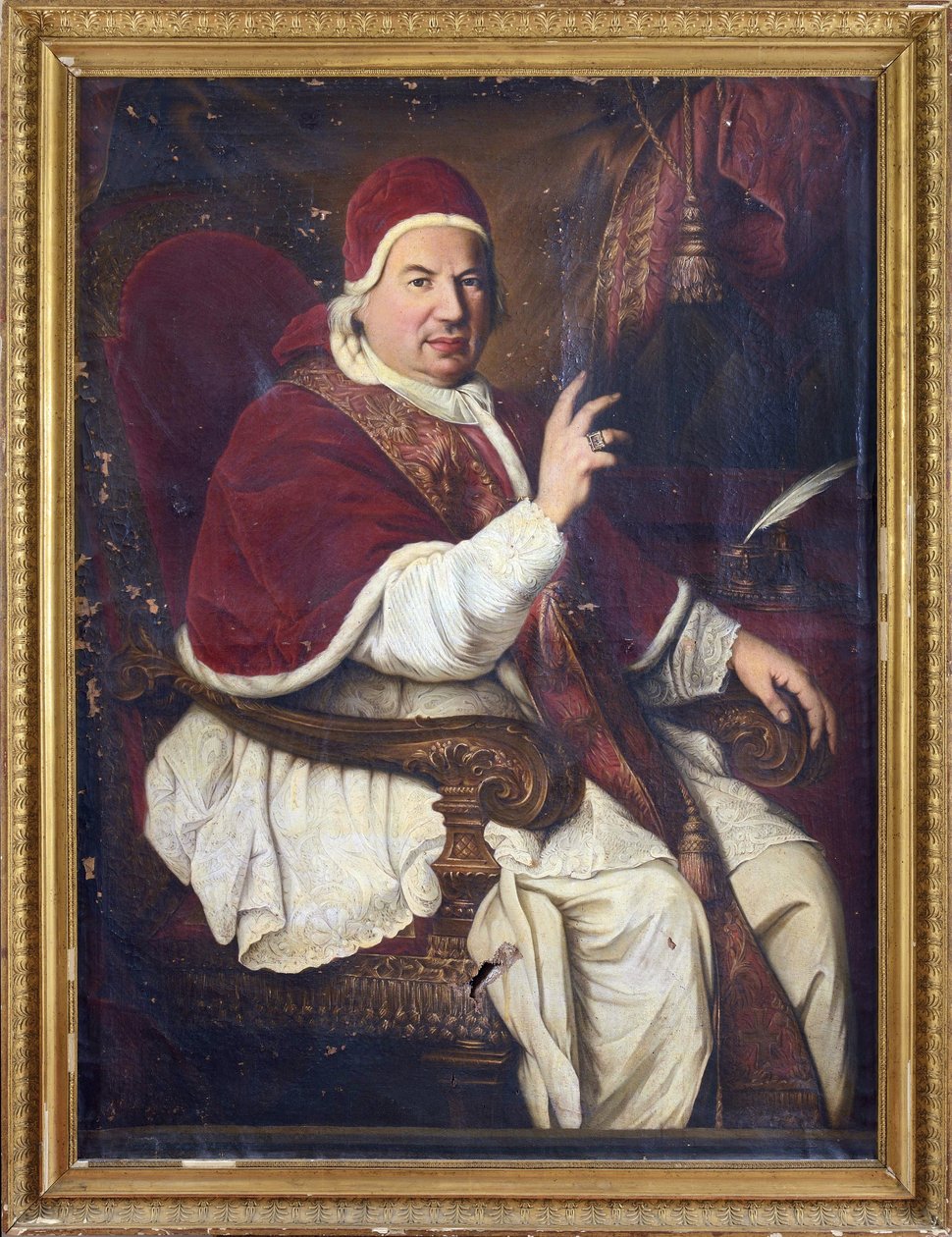Anonyymi paavi Benedictus XIV (1675-1758) muotokuva. Öljy kankaalle, 1700-luvun toinen puolisko. Mitat : 128x94 cm. Yksityinen kokoelma tekijältä Anonymous Anonymous