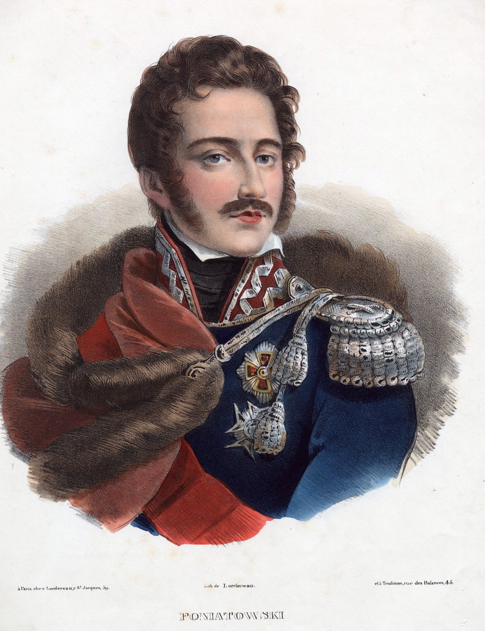 Prinssi Jozef Poniatowski - Nimetön - 1835 - Litografia, akvarelli - 32x24 - Yksityiskokoelma tekijältä Anonymous Anonymous