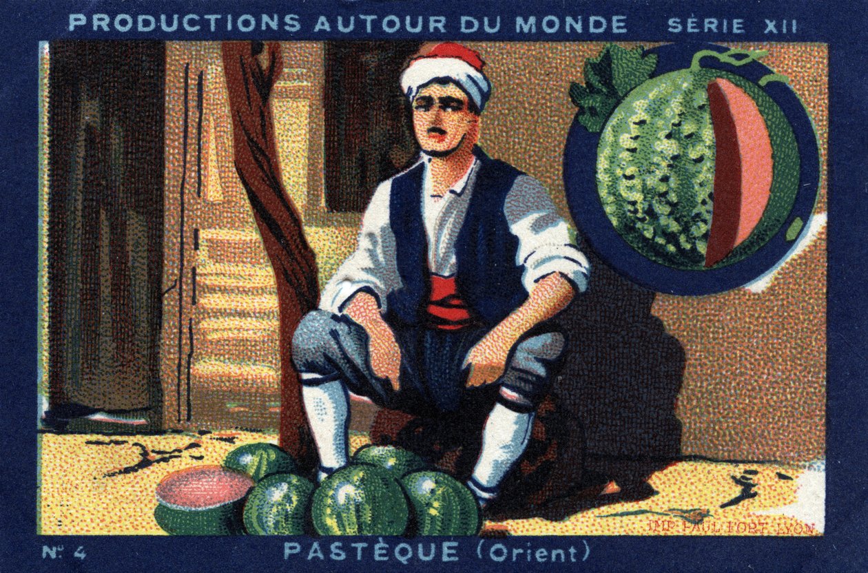 Tuotanto ympäri maailmaa: pasta idässä. Kromolitografia vuodelta 1933 "" Joseph-Milliat Albumissa"" tekijältä Anonymous Anonymous