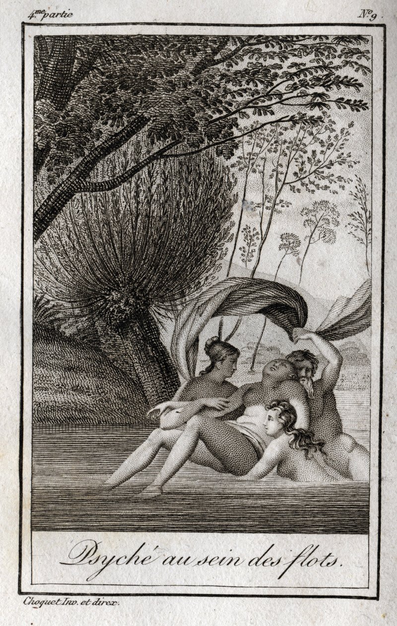 Psyyke aaltojen sisällä. Kaiverrus vuodelta 1819 Charles Albert Demoustier