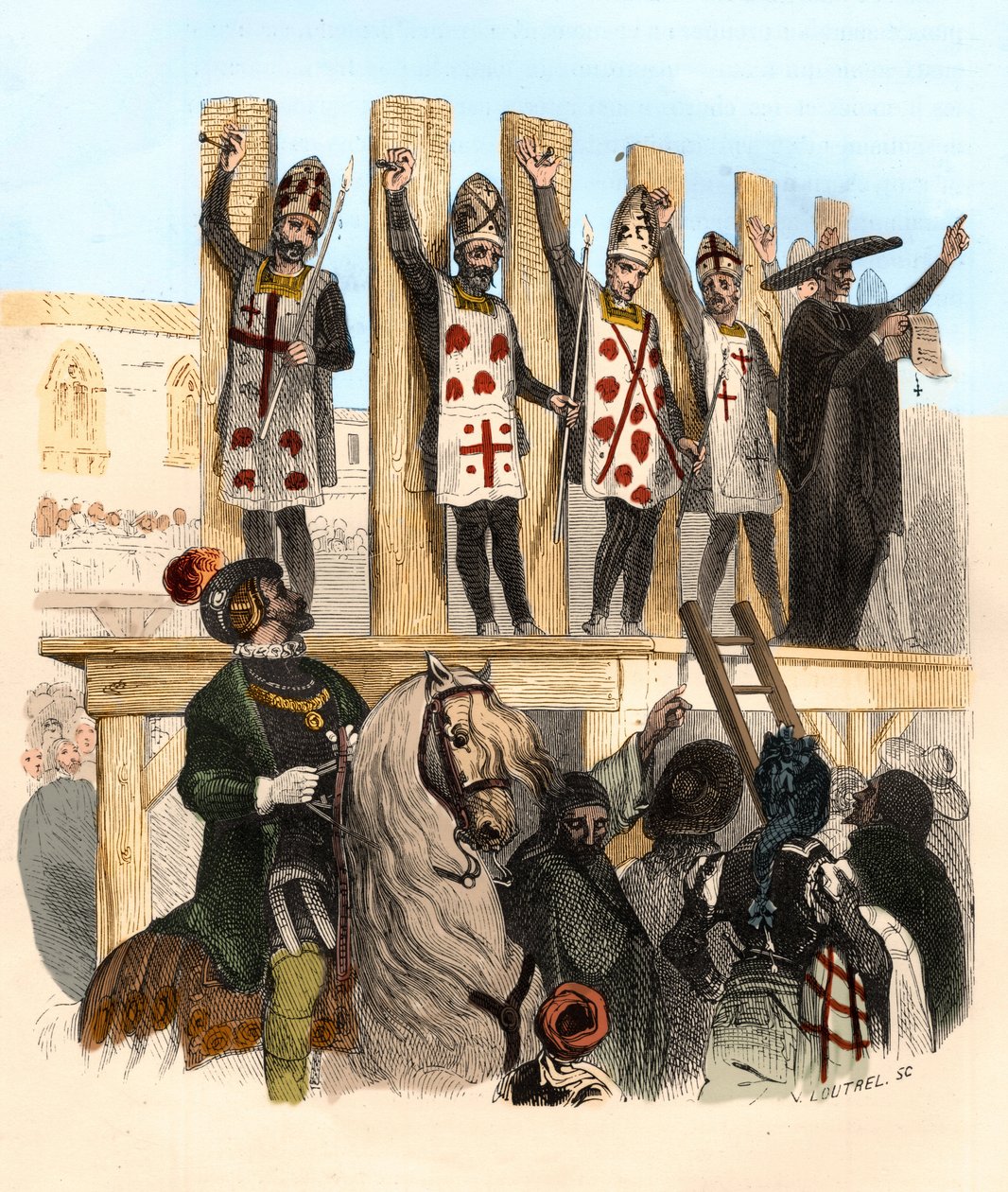 Naulan rangaistus 1500-luvulla. Kuvitus "" Mysteres of the Inkvisition and Other Secret Societies of Spain" - Victor de Fereal, Suberwick, Manuel Galo de Cuendias tekijältä Anonymous Anonymous