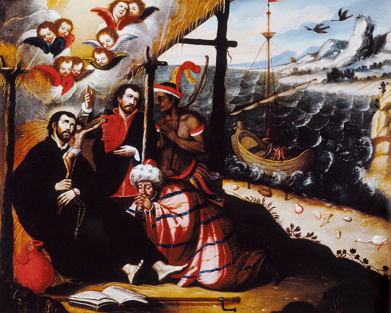 ""Edustus Saint Francois Xavierista (1506-1552), jesuiittalähetyssaarnaaja, Jeesuksen yrityksen perustaja ja lähetystyön suojelija"" Anonymous Painting. tekijältä Anonymous Anonymous
