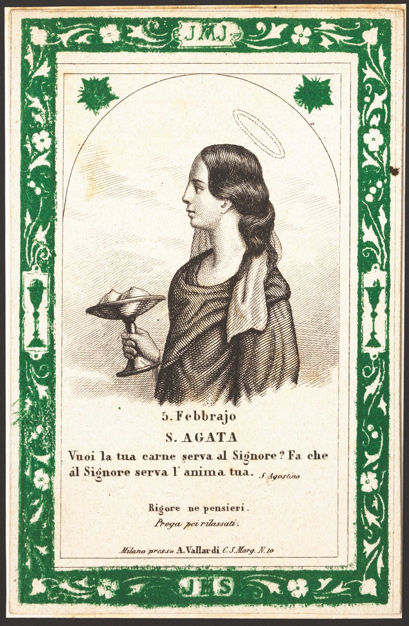 Pyhän Agathan hurskaan kuvan esitys. Postikortti. 1900-luvun alku. Yksityinen kokoelma tekijältä Anonymous Anonymous