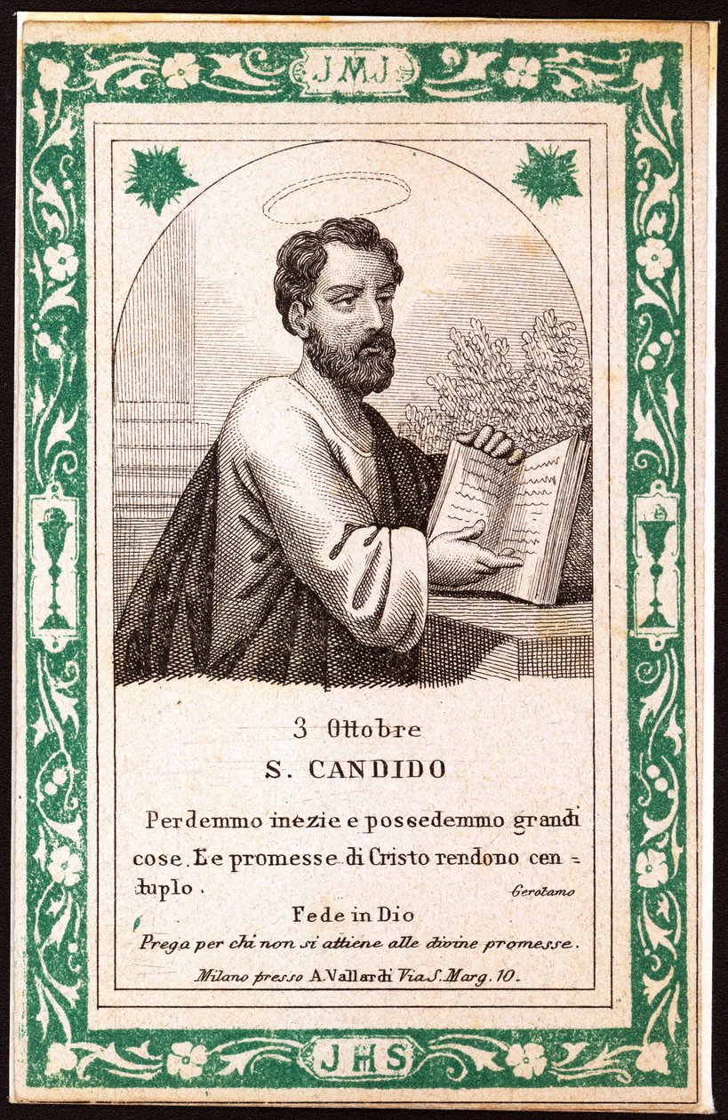 Saint Candide hurskas kuva. Postikortti. 1900-luvun alussa. Yksityinen kokoelma tekijältä Anonymous Anonymous