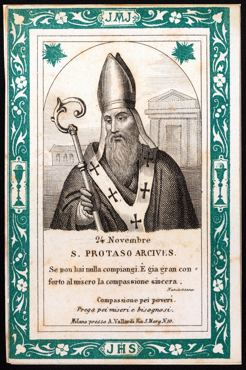 Saint protais, eveque Milanon hurskas kuva. Postikortti. 1900-luvun alku. Yksityinen kokoelma tekijältä Anonymous Anonymous