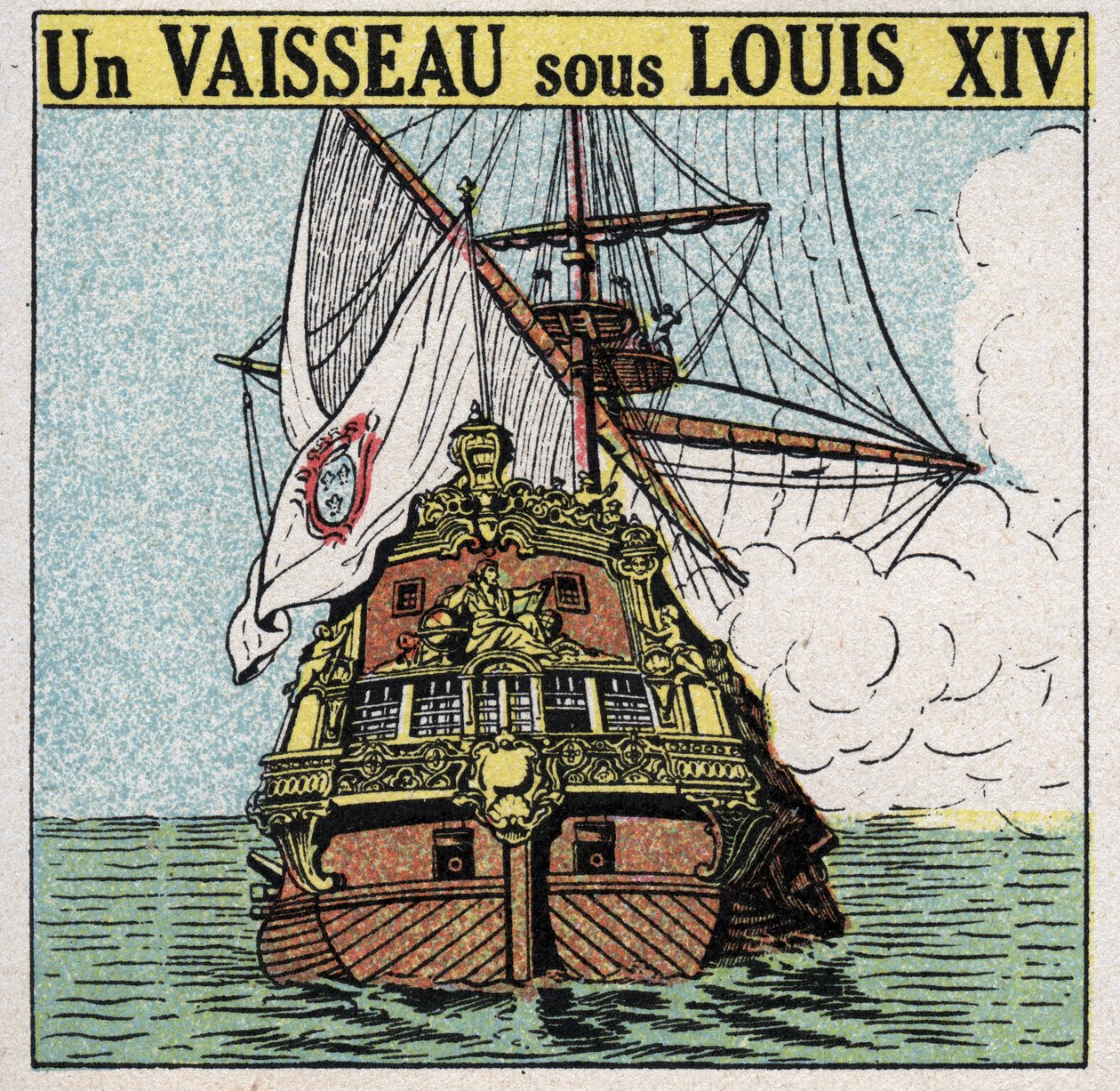 Laivat ja laivat: yksi alus Ludvig XIV:n (1638-1715) aikana. Anonyymi kuvitus vuodelta 1925. Yksityiskokoelma. tekijältä Anonymous Anonymous