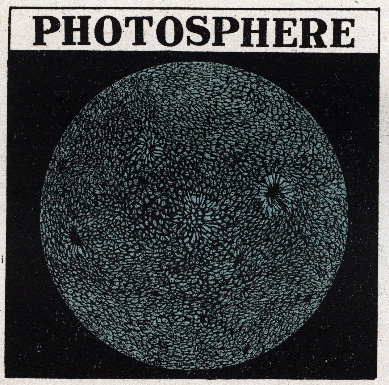 Spektrianalyysi: auringon koostumus. Auringon pintaa kutsutaan fotosfääriksi. Anonyymi kuvitus vuodelta 1925. Yksityiskokoelma. tekijältä Anonymous Anonymous