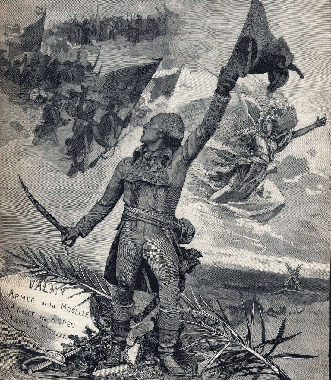 Kenraali Francois Christophe Kellermanin (1735-1820) patsas, Valmyn taistelun voittaja (20. syyskuuta 1792): "Eläköön kansakunta! "". Kaiverrus "" Le petit parisien"" 14.9.1892. Yksityinen kokoelma tekijältä Anonymous Anonymous