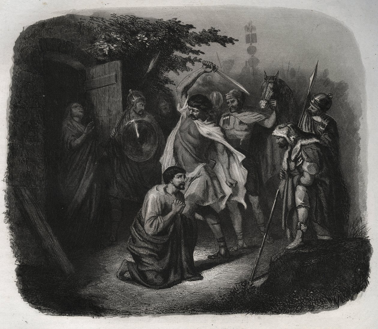 Pyhän Julianuksen dekolaatio (marttyyrikuolema). Kaiverrus vuodelta 1846 kirjassa "Pyhien elämää". Yksityinen kokoelma. tekijältä Anonymous Anonymous