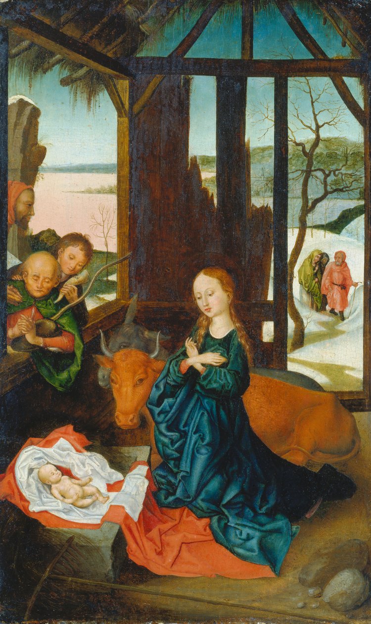 The Nativity, n. 1500-20 (sekoitetut materiaalit tammipuulle) tekijältä Anonymous Anonymous