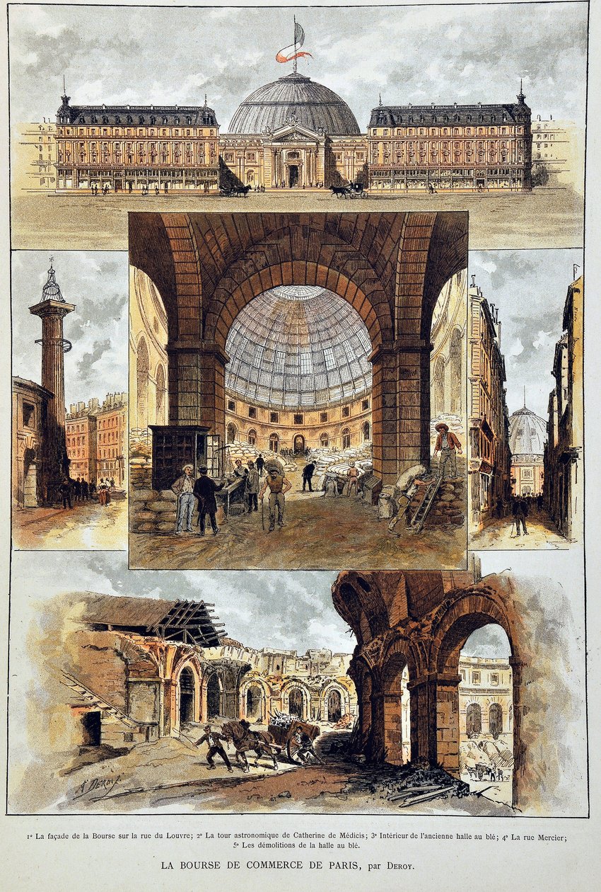 Deroyn Pariisin pörssi, Kaiverrus vuodelta 1887 "" Paris-Illustrous Newspaper Weekly -lehdessä". tekijältä Anonymous Anonymous