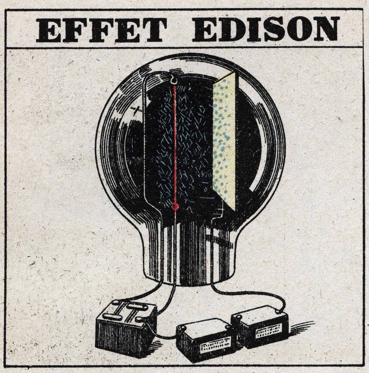 T.S.F.: Edison-ilmiö sähkölampussa havaitsee TSF-signaalit. Anonyymi kuvitus vuodelta 1925. Yksityiskokoelma. tekijältä Anonymous Anonymous