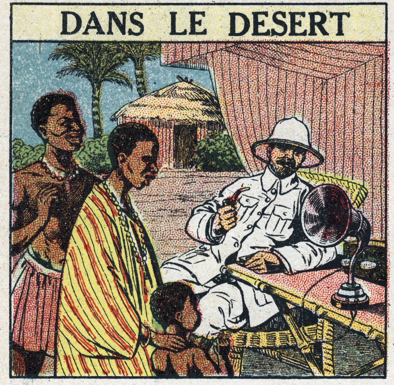 T.S.F. käytetään Afrikan autiomaassa. Anonyymi kuvitus vuodelta 1925. Yksityiskokoelma. tekijältä Anonymous Anonymous