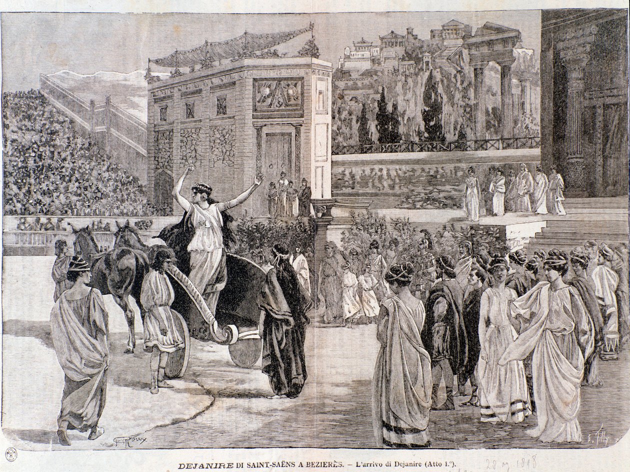 Deianiran saapuminen Camille Saint-Saensin näytelmästä Dejanira, joka esitettiin Beziersin areenalla vuonna 1898 tekijältä Anonymous Anonymous